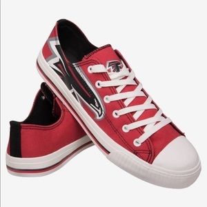 NEW FOCO NFL ATLANTA FALCONS MEN’S LOW TOP BIG LOGO CANVAS SHOE IN RED SIZE 11